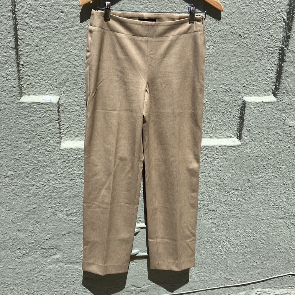 Talbots Heritage 2P straight leg tan side-zip trousers